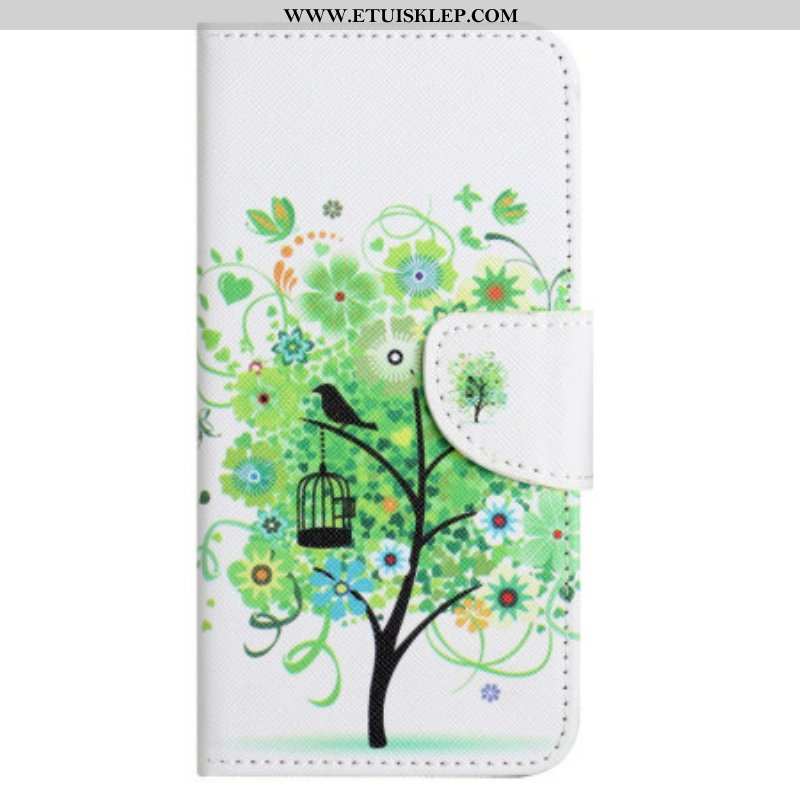 Etui Folio do Xiaomi Redmi Note 12 4G Drzewo Z Zielonymi Liśćmi